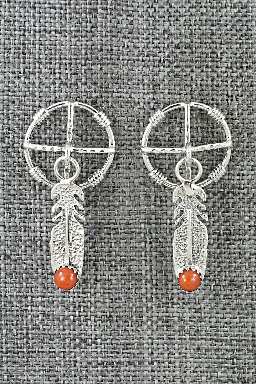 Coral and Sterling Silver Earrings - Sharon McCarthy