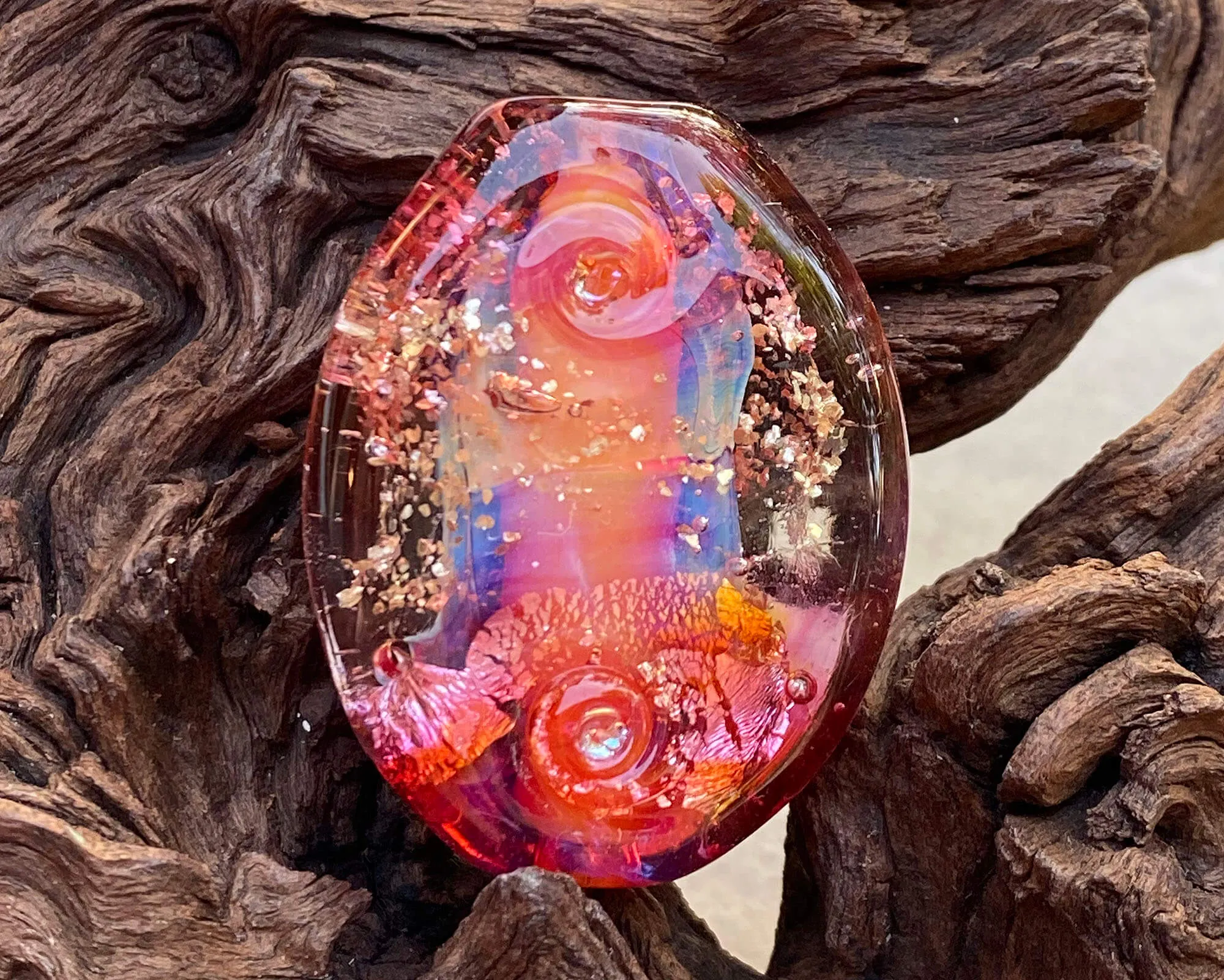 Coral Pink Lampwork Focal Bead SRA