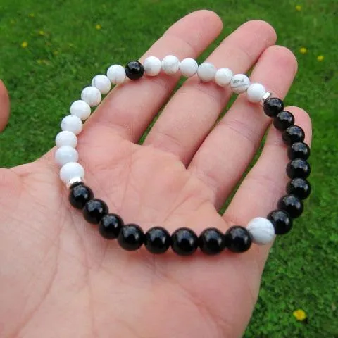 Crystal Yin Yang Bracelet | Symbolic & Spiritual Healing Stone Bracelet