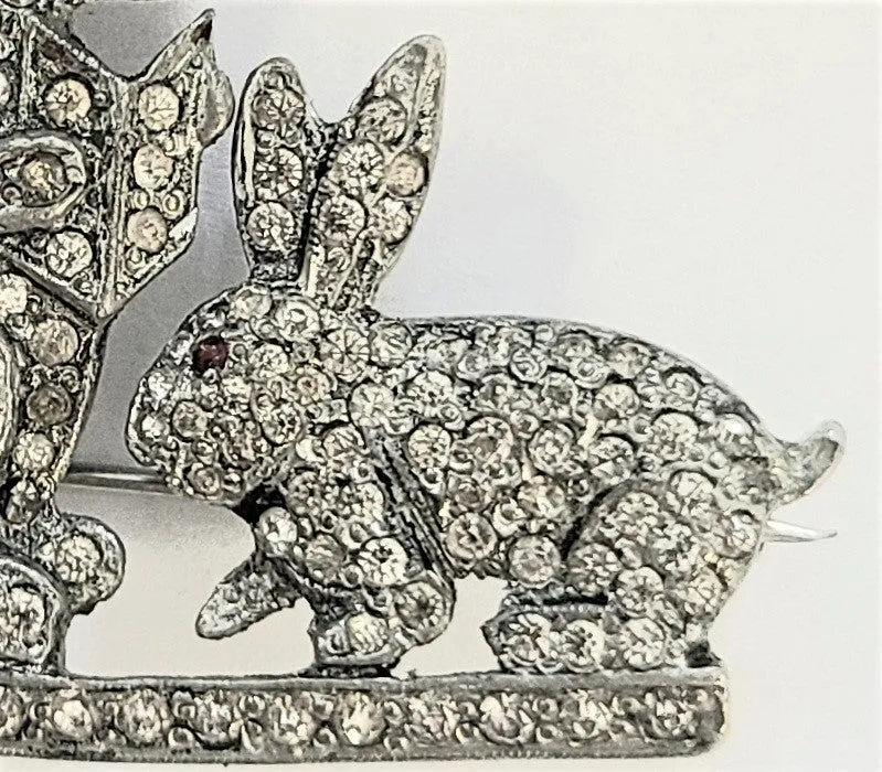 Early Pot Metal Pavé Baby Bunny Storybook Brooch