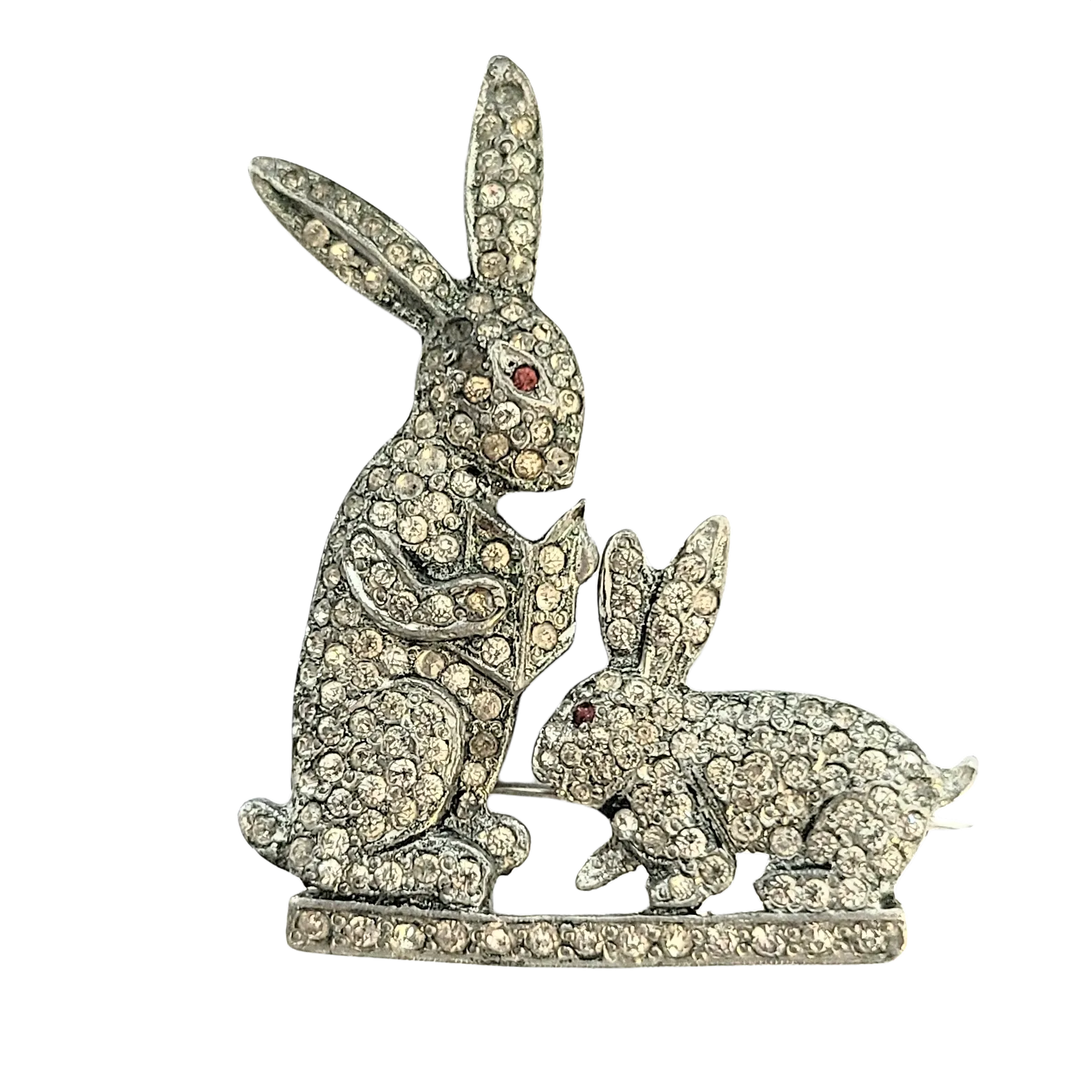 Early Pot Metal Pavé Baby Bunny Storybook Brooch