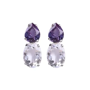 Earrings - Alexandrite and Clear Crystal Quartz