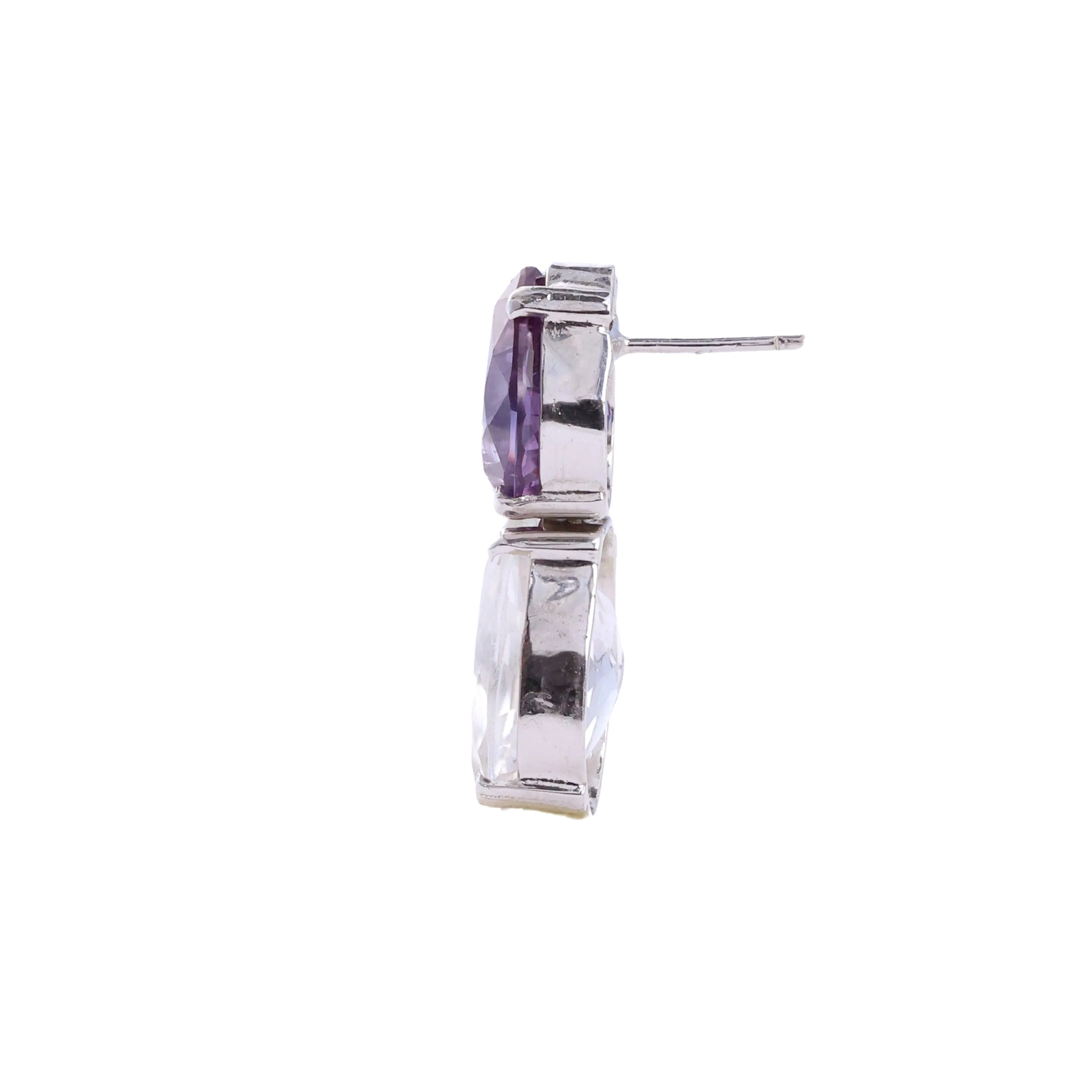 Earrings - Alexandrite and Clear Crystal Quartz