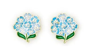 Earrings - Hydrangea Flowers, BLUE