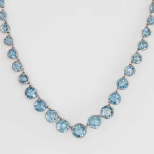 Edwardian Platinum 38 carat Aquamarine Rivière Necklace