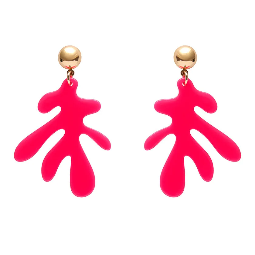 Erstwilder - Coral Solid Drop Earrings - Neon Pink