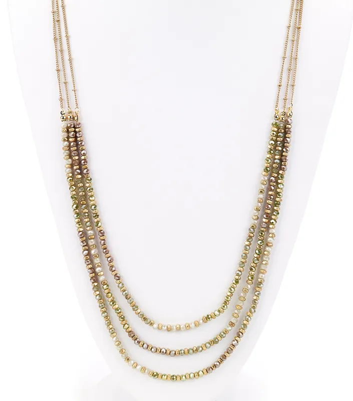 Faceted Beads Layered Long Necklace