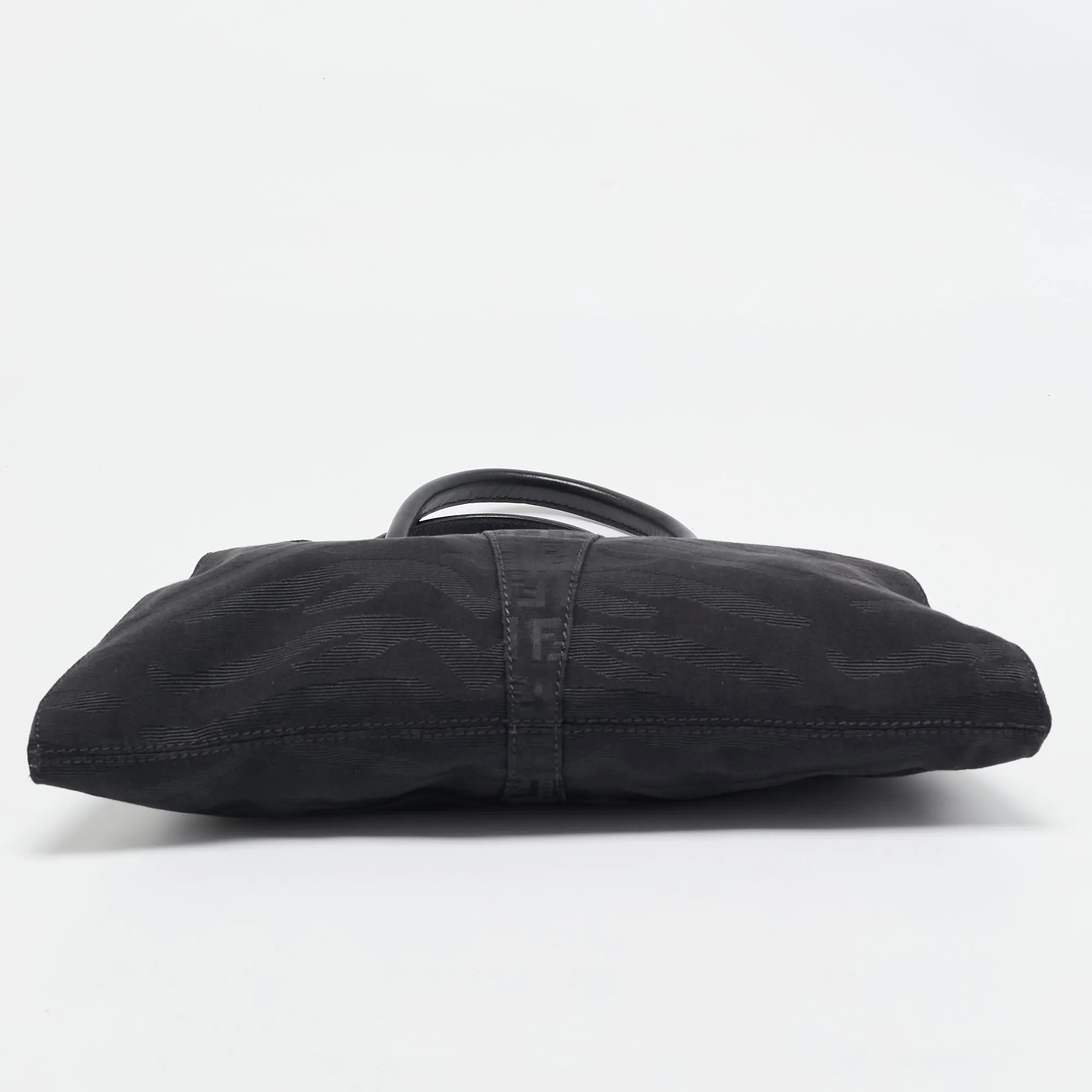 Fendi Black Zuchinno Fabric And Leather Devil Trapezio Tote