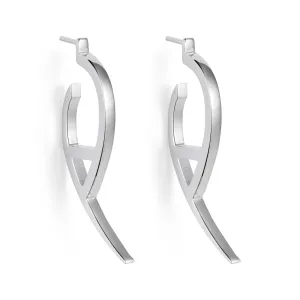 Flick Plain Earrings - Silver - 23EFss