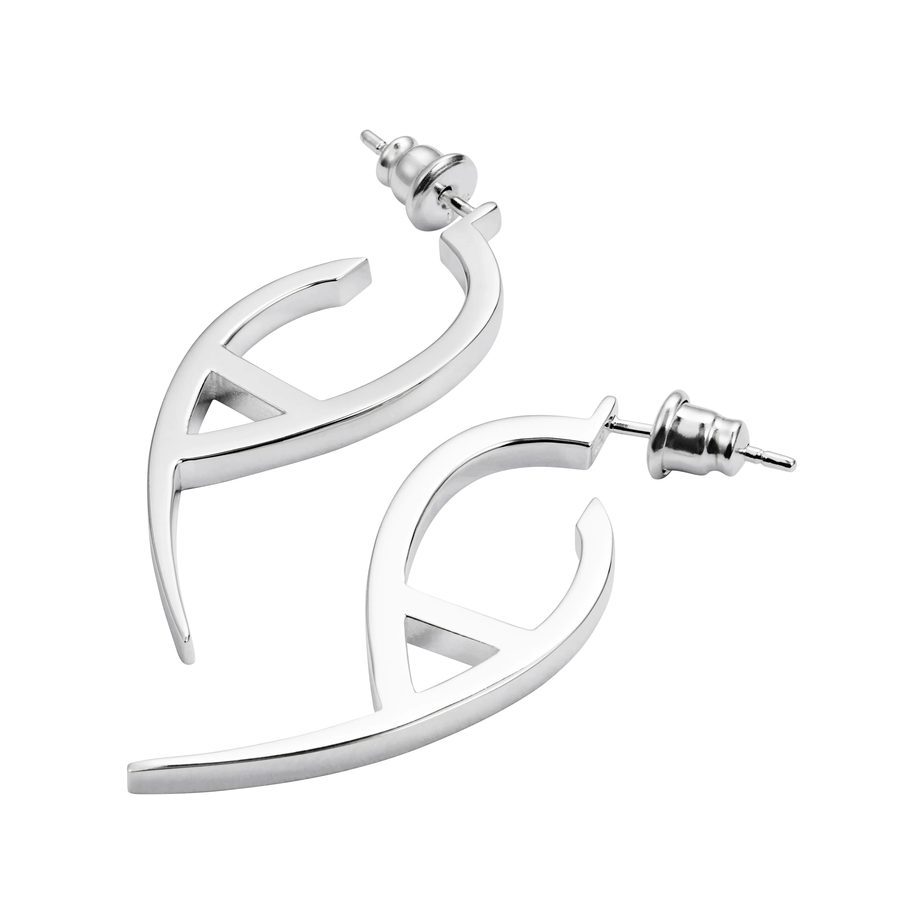 Flick Plain Earrings - Silver - 23EFss