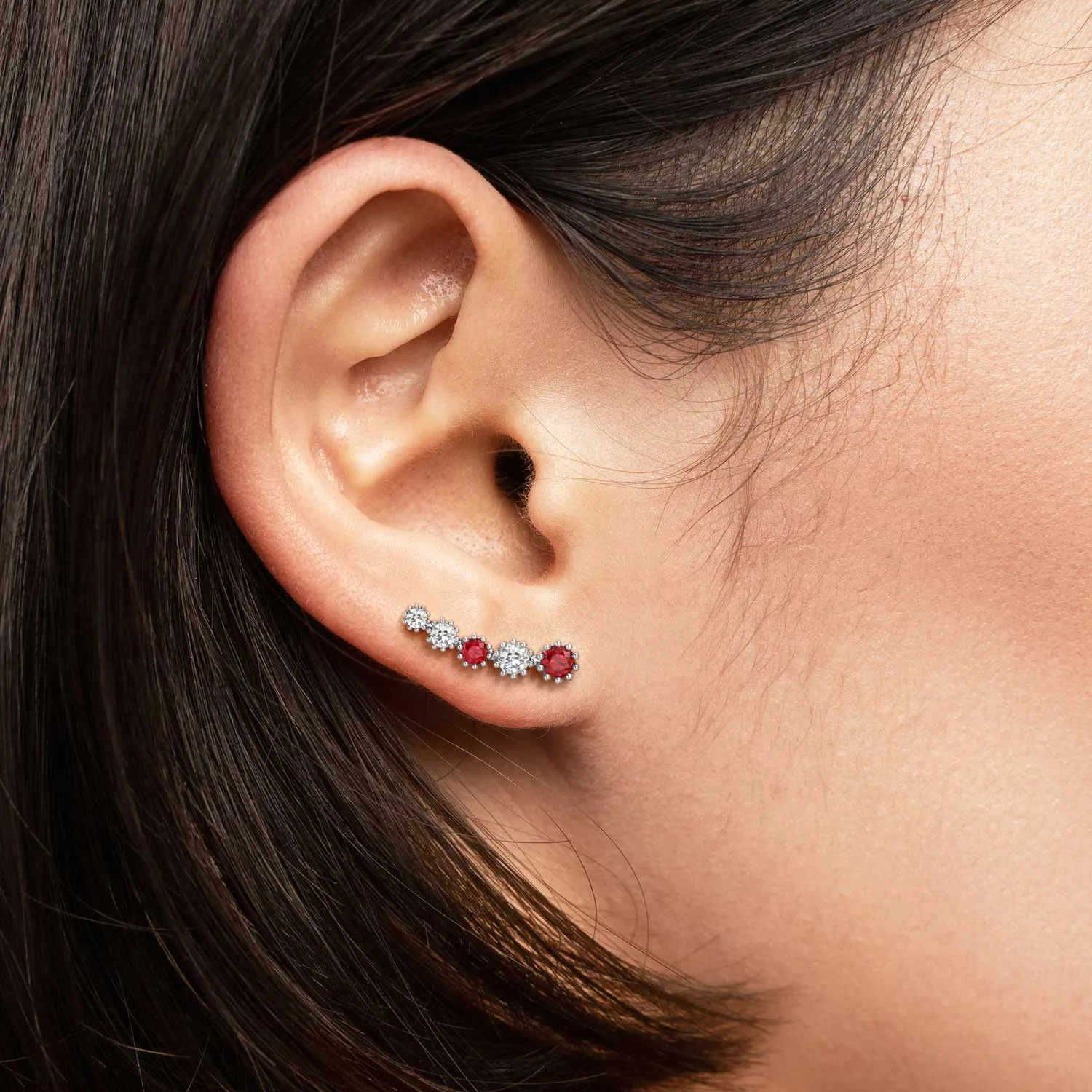 Garnet Climber Earrings in 825 Silver - Irosk ®