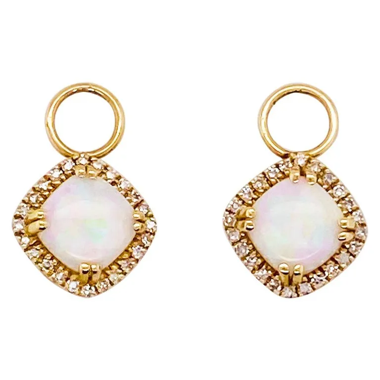 Gemstone & Diamond Halo Cushion Earring Charms