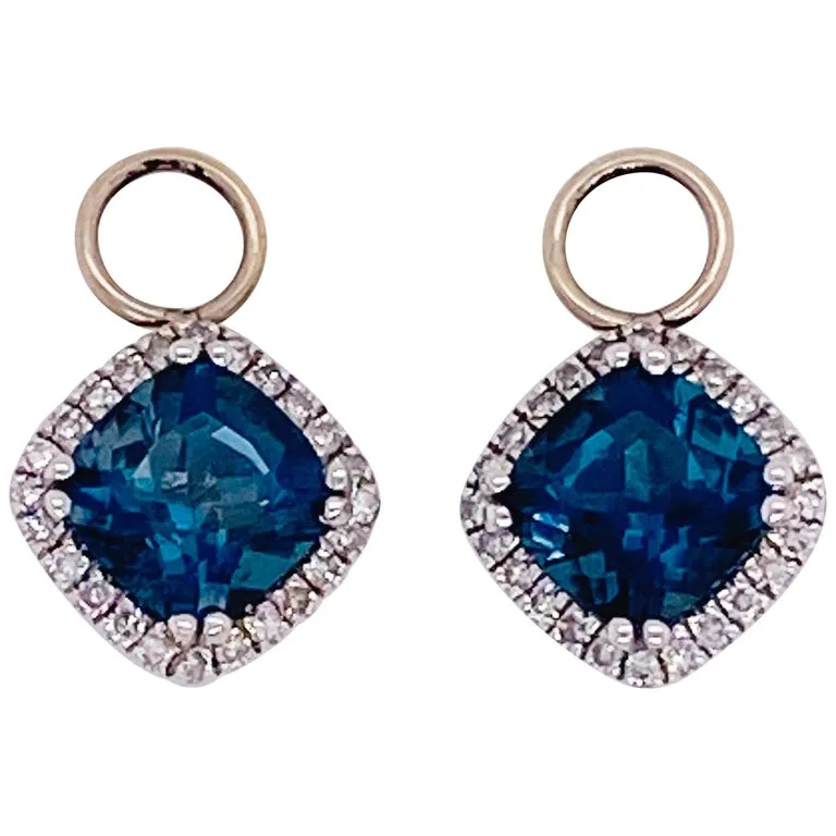 Gemstone & Diamond Halo Cushion Earring Charms