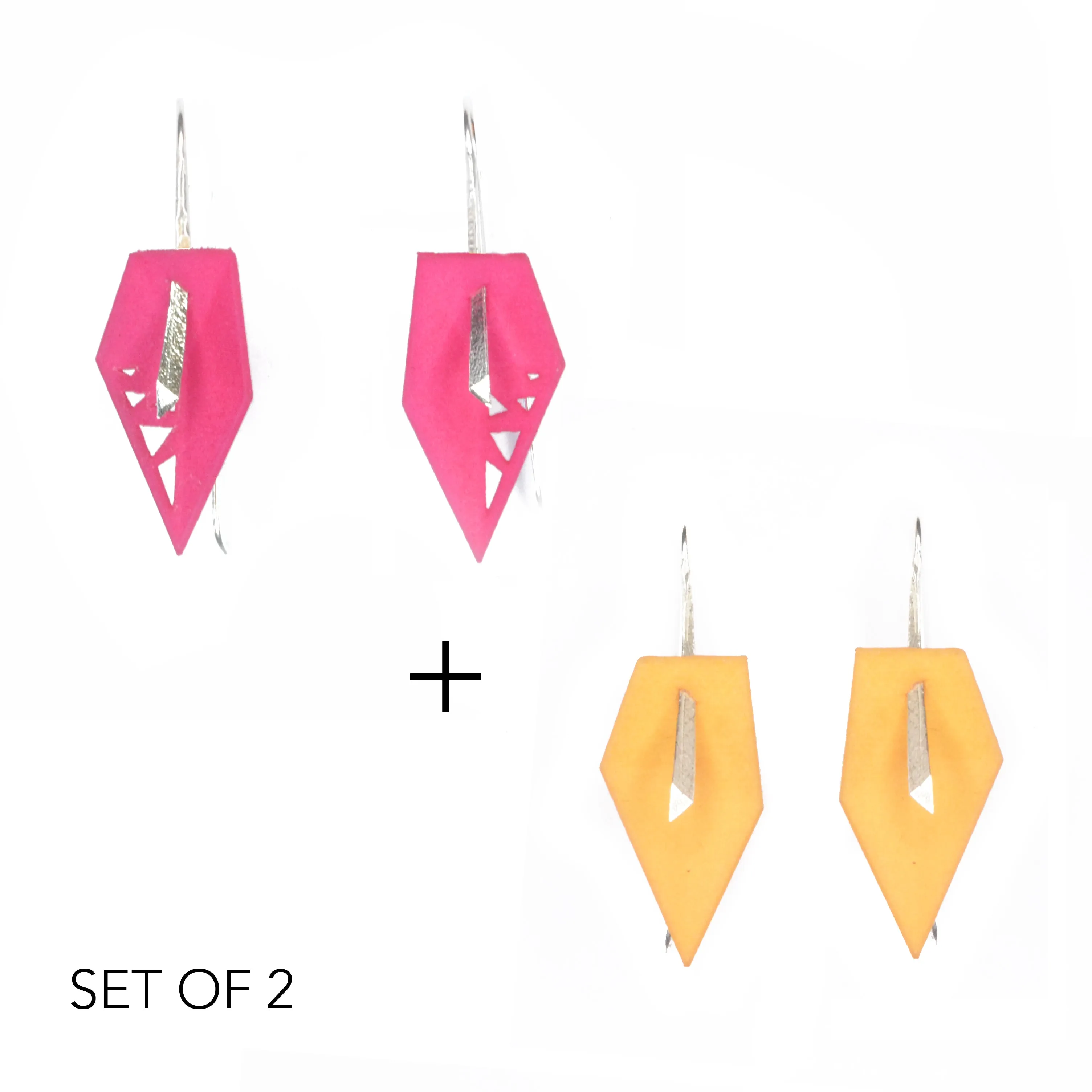 Geometric Drop Interchangeable Earrings (2 Colors, 1 set of Silver Hooks) - Vertigo
