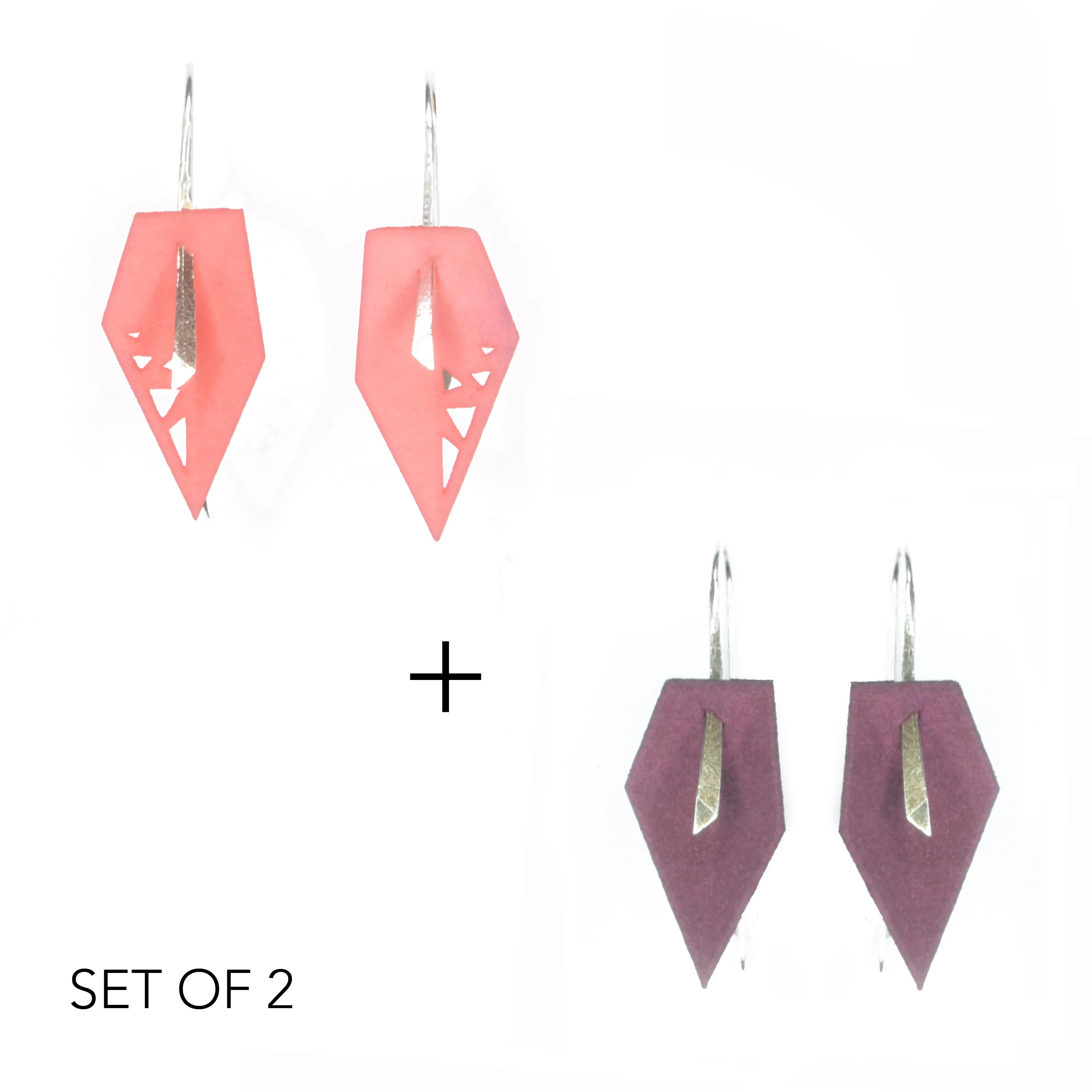 Geometric Drop Interchangeable Earrings (2 Colors, 1 set of Silver Hooks) - Vertigo
