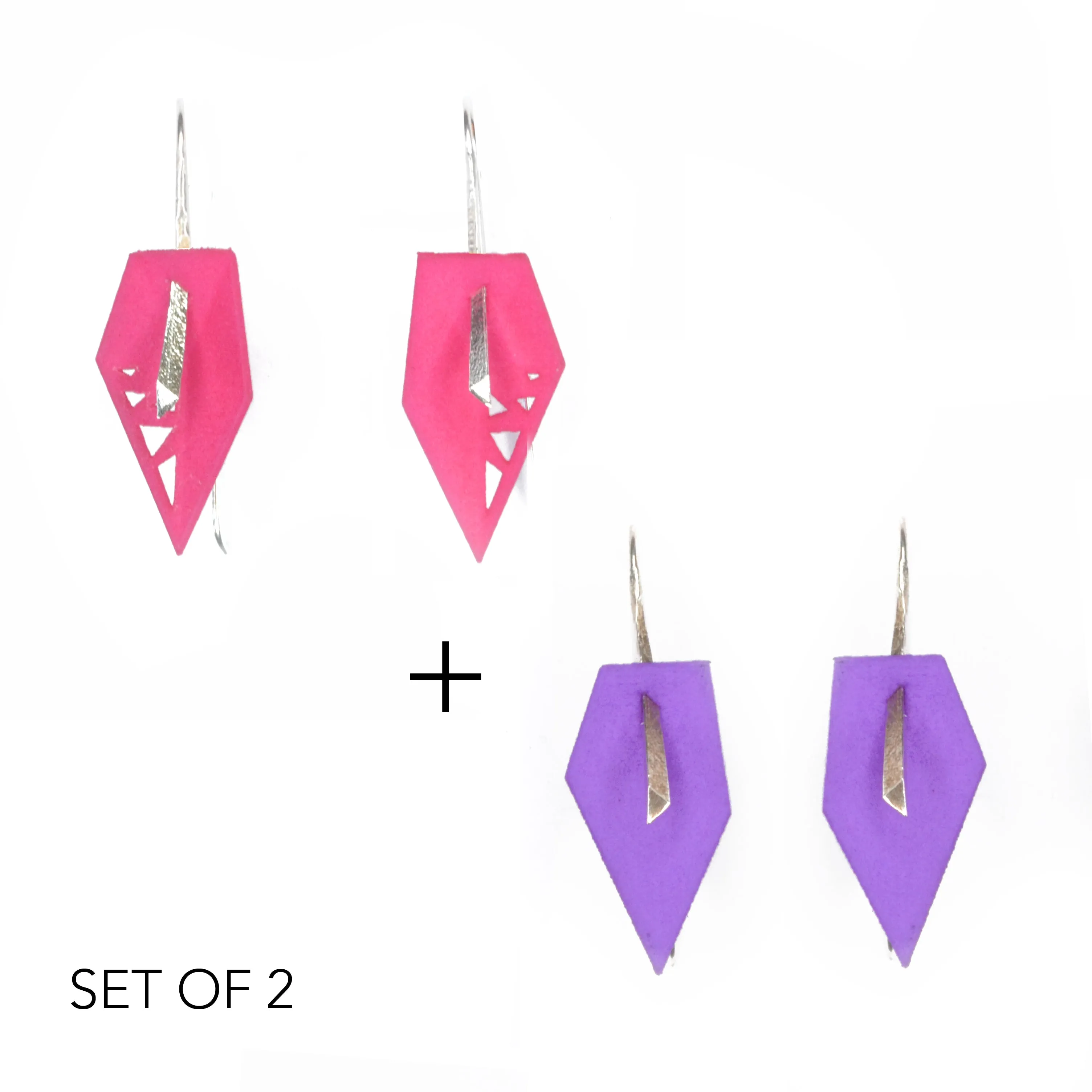 Geometric Drop Interchangeable Earrings (2 Colors, 1 set of Silver Hooks) - Vertigo