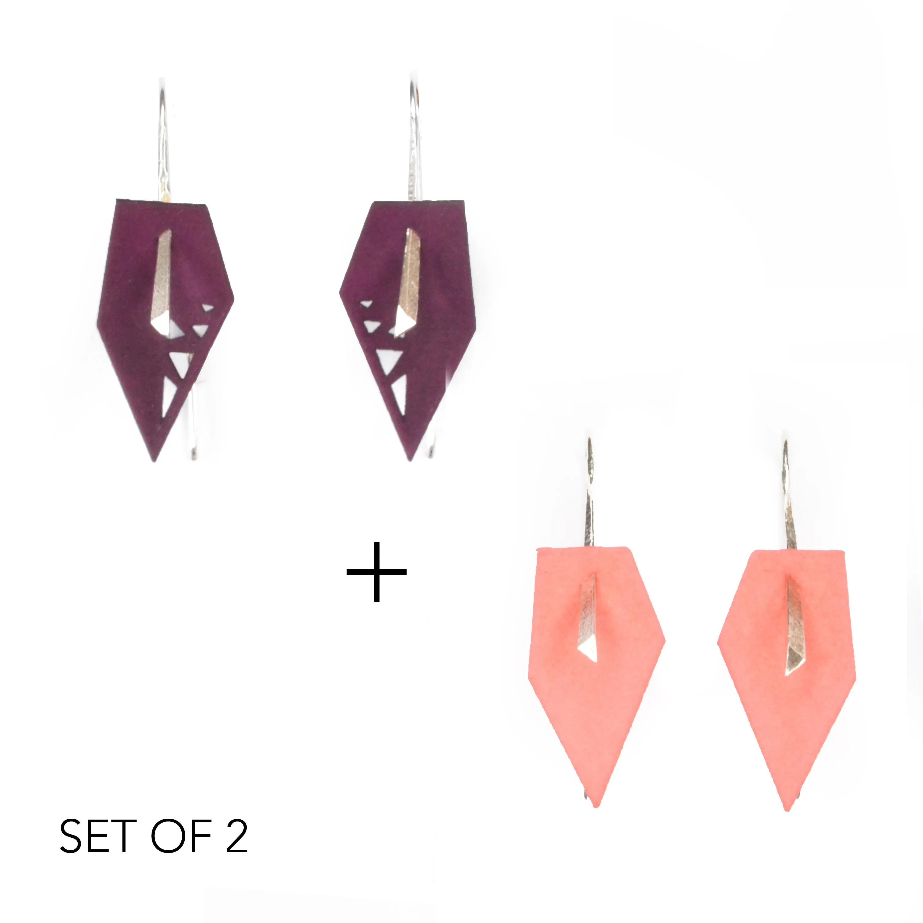 Geometric Drop Interchangeable Earrings (2 Colors, 1 set of Silver Hooks) - Vertigo