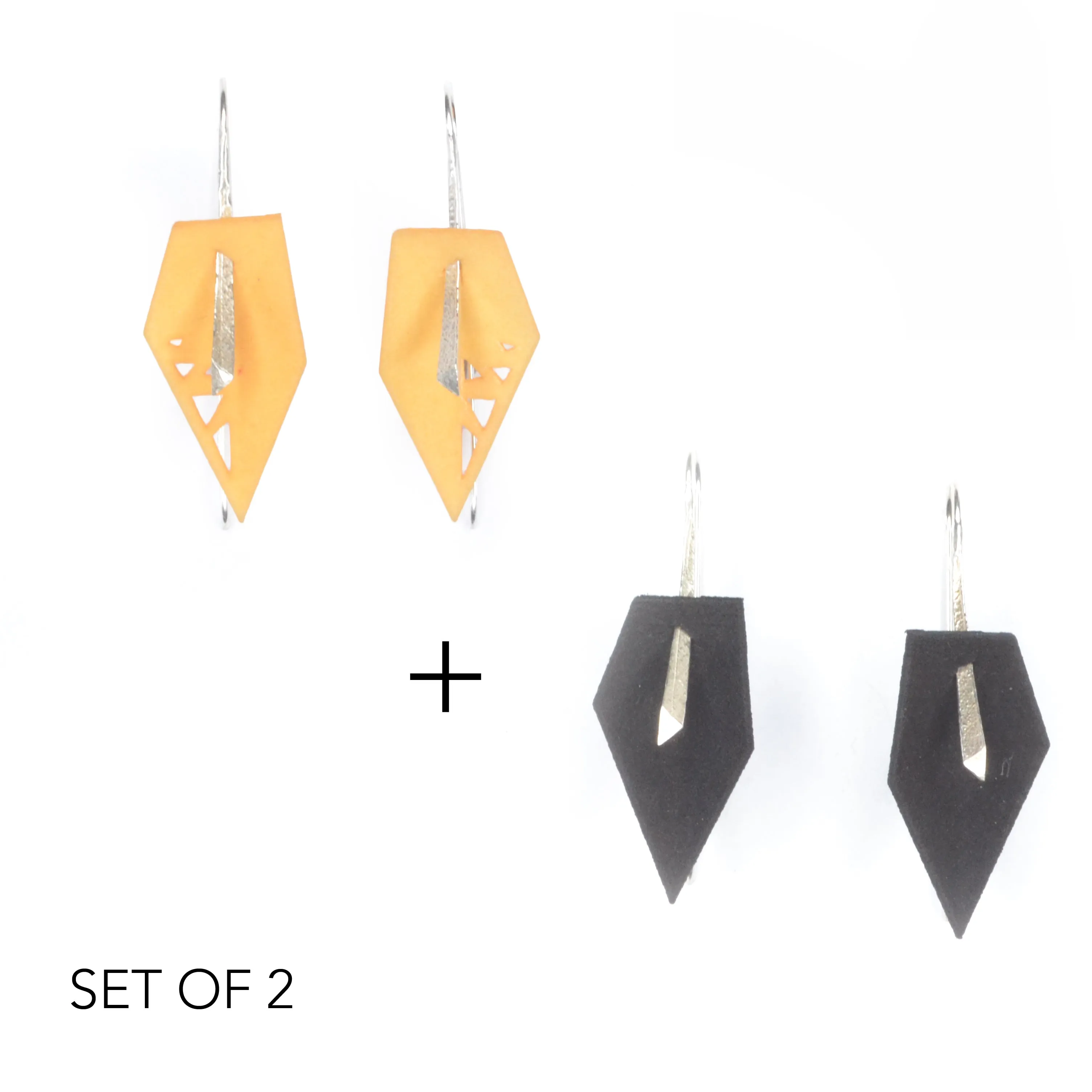 Geometric Drop Interchangeable Earrings (2 Colors, 1 set of Silver Hooks) - Vertigo