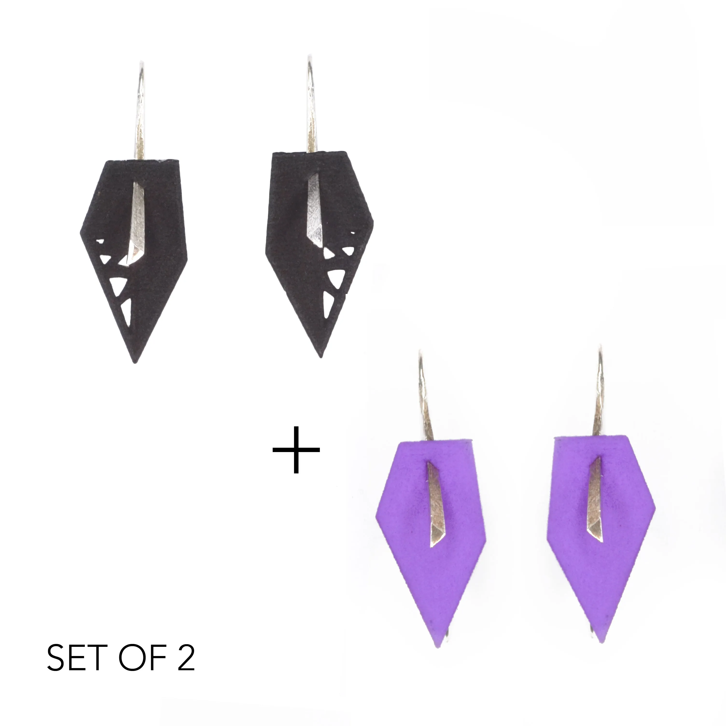 Geometric Drop Interchangeable Earrings (2 Colors, 1 set of Silver Hooks) - Vertigo