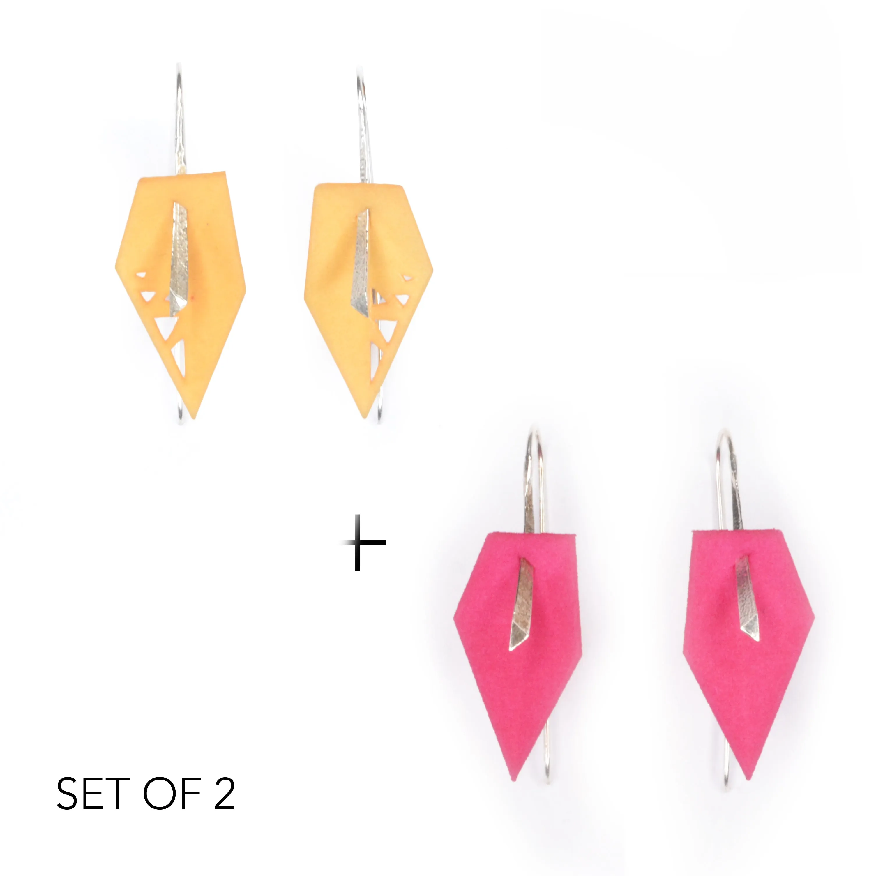 Geometric Drop Interchangeable Earrings (2 Colors, 1 set of Silver Hooks) - Vertigo