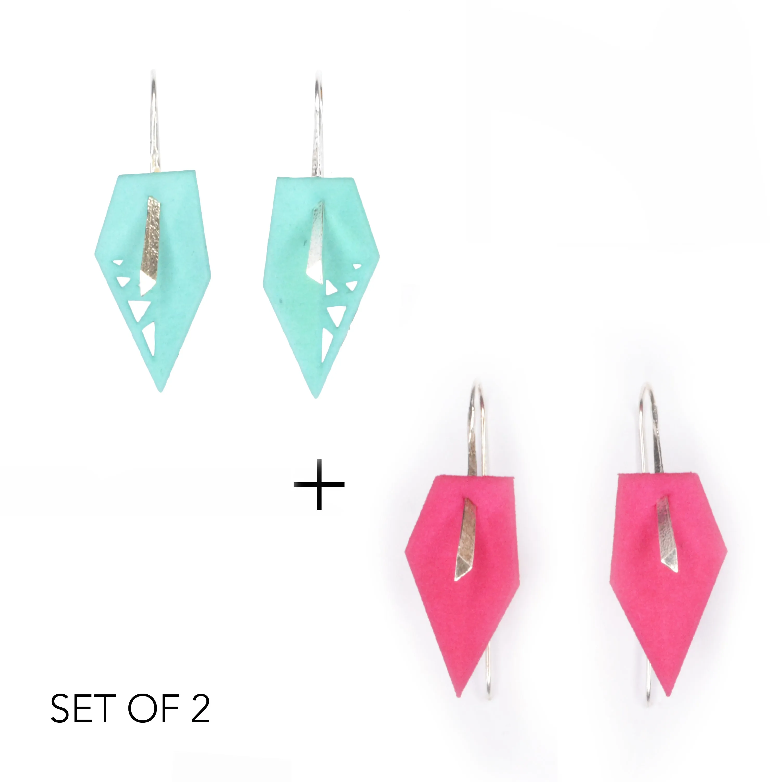 Geometric Drop Interchangeable Earrings (2 Colors, 1 set of Silver Hooks) - Vertigo