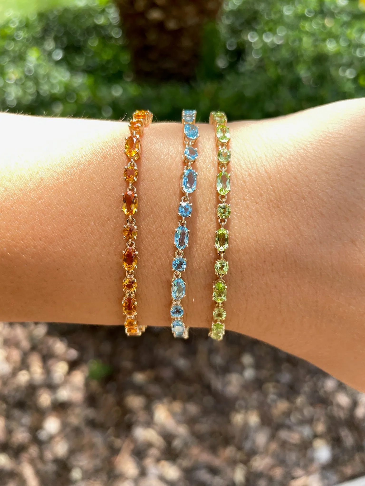 Gold Gem Bolo Bracelet Blue Topaz