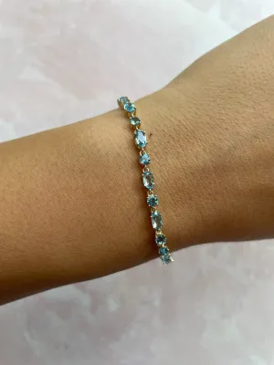 Gold Gem Bolo Bracelet Blue Topaz