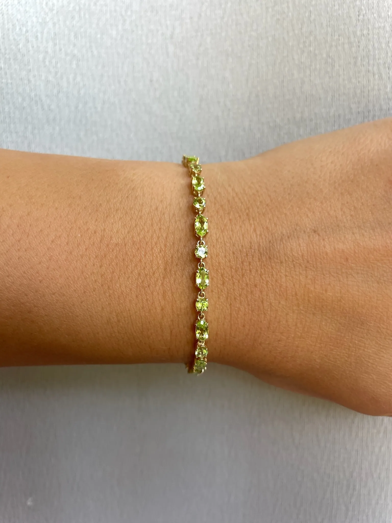 Gold Gem Bolo Bracelet Peridot