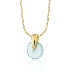 Gold Plated Turquoise Spinning Disc Necklace