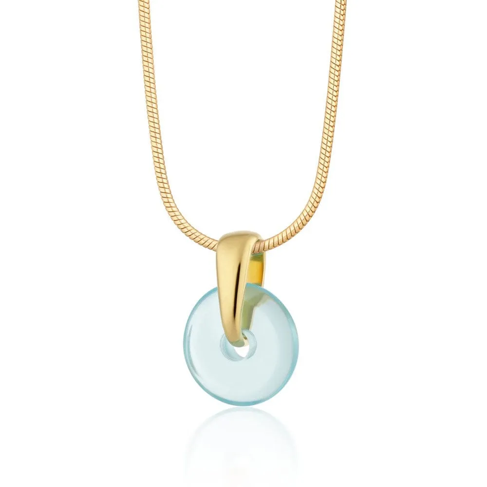 Gold Plated Turquoise Spinning Disc Necklace
