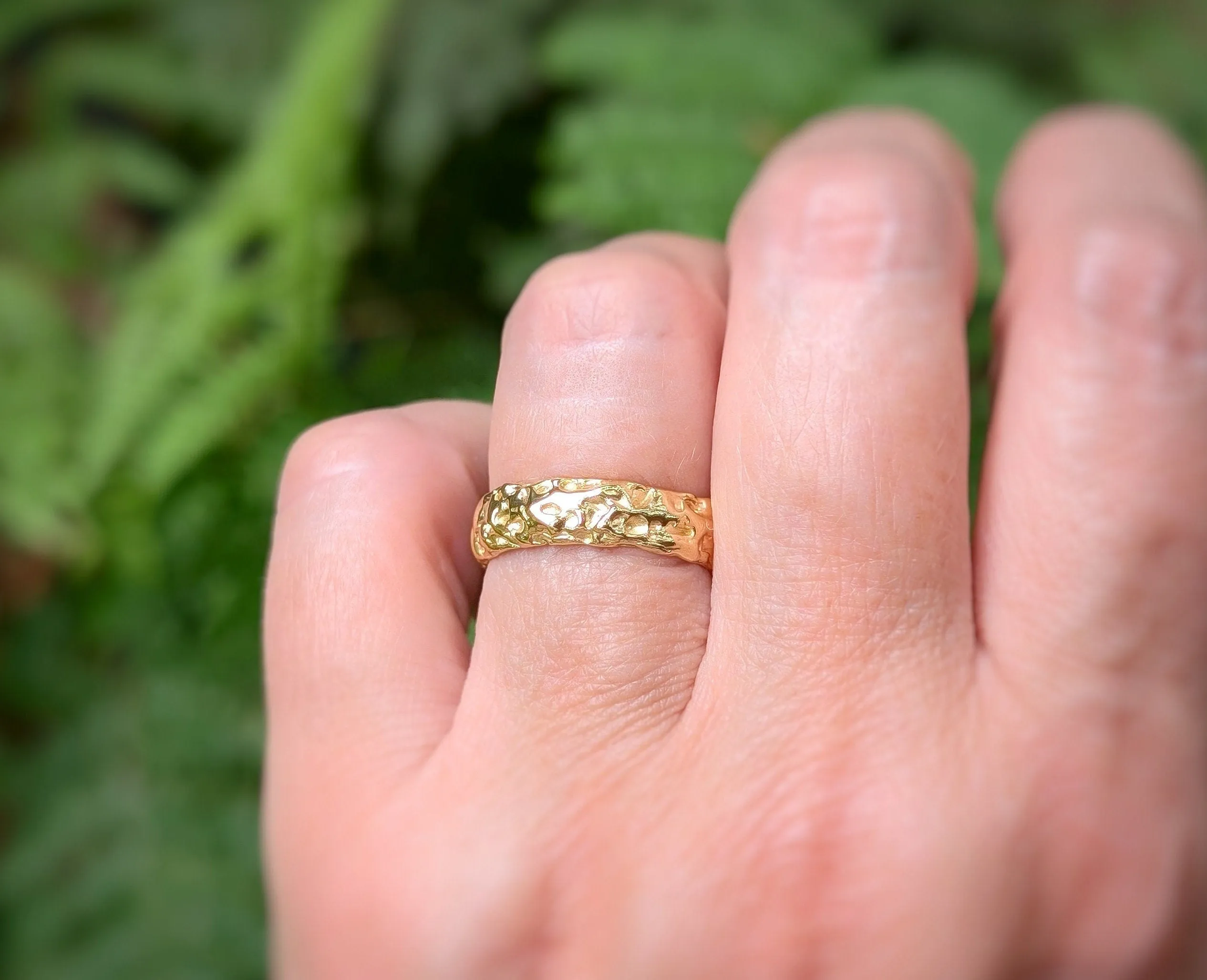 Gold Rustic wedding band for men