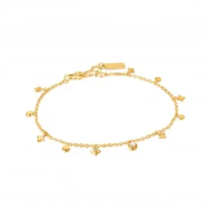 Gold Star Mother Of Pearl Drop Anklet F034-01G