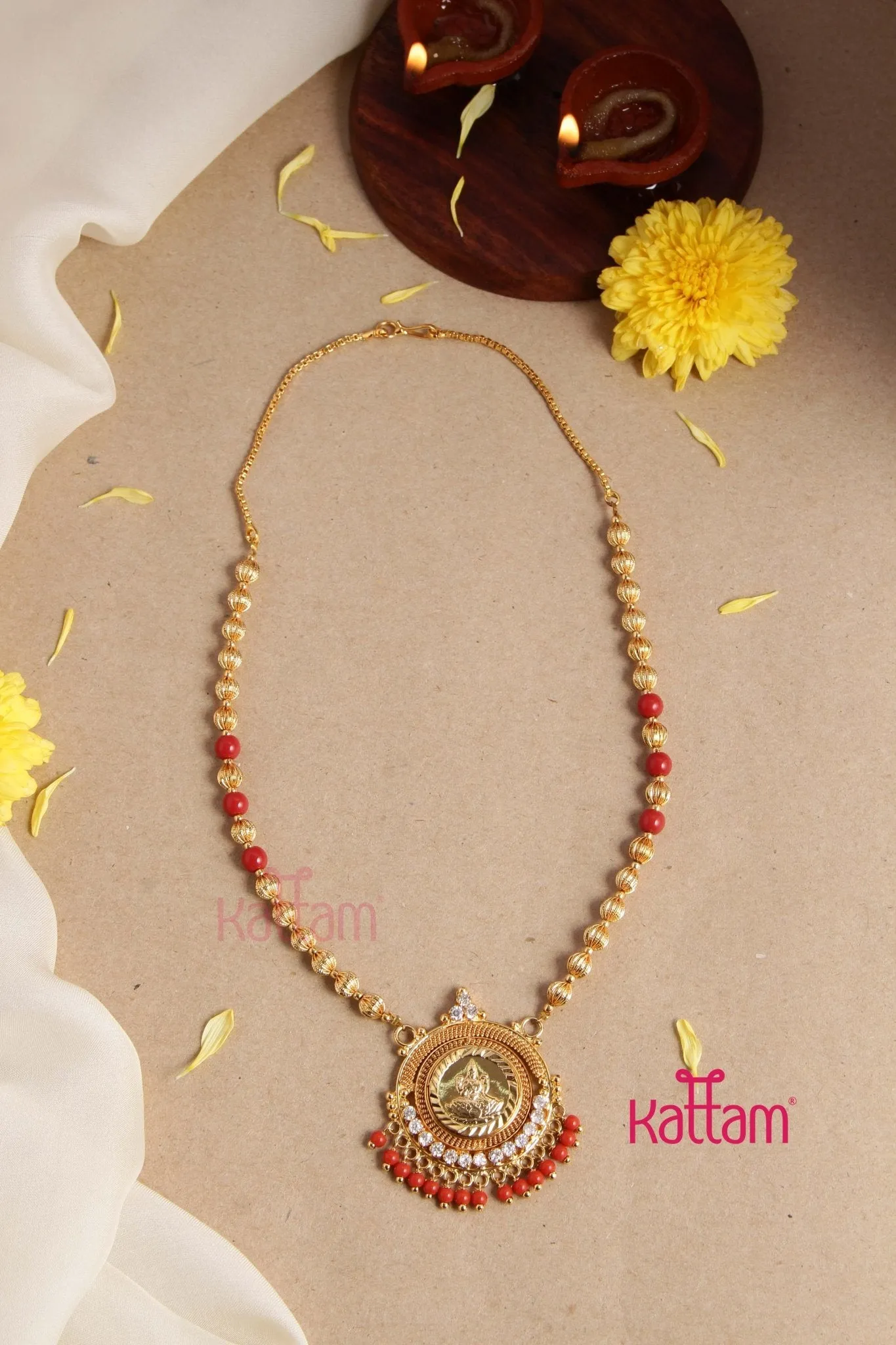 Goldtone Kerala Style Coral Chain (No earring)