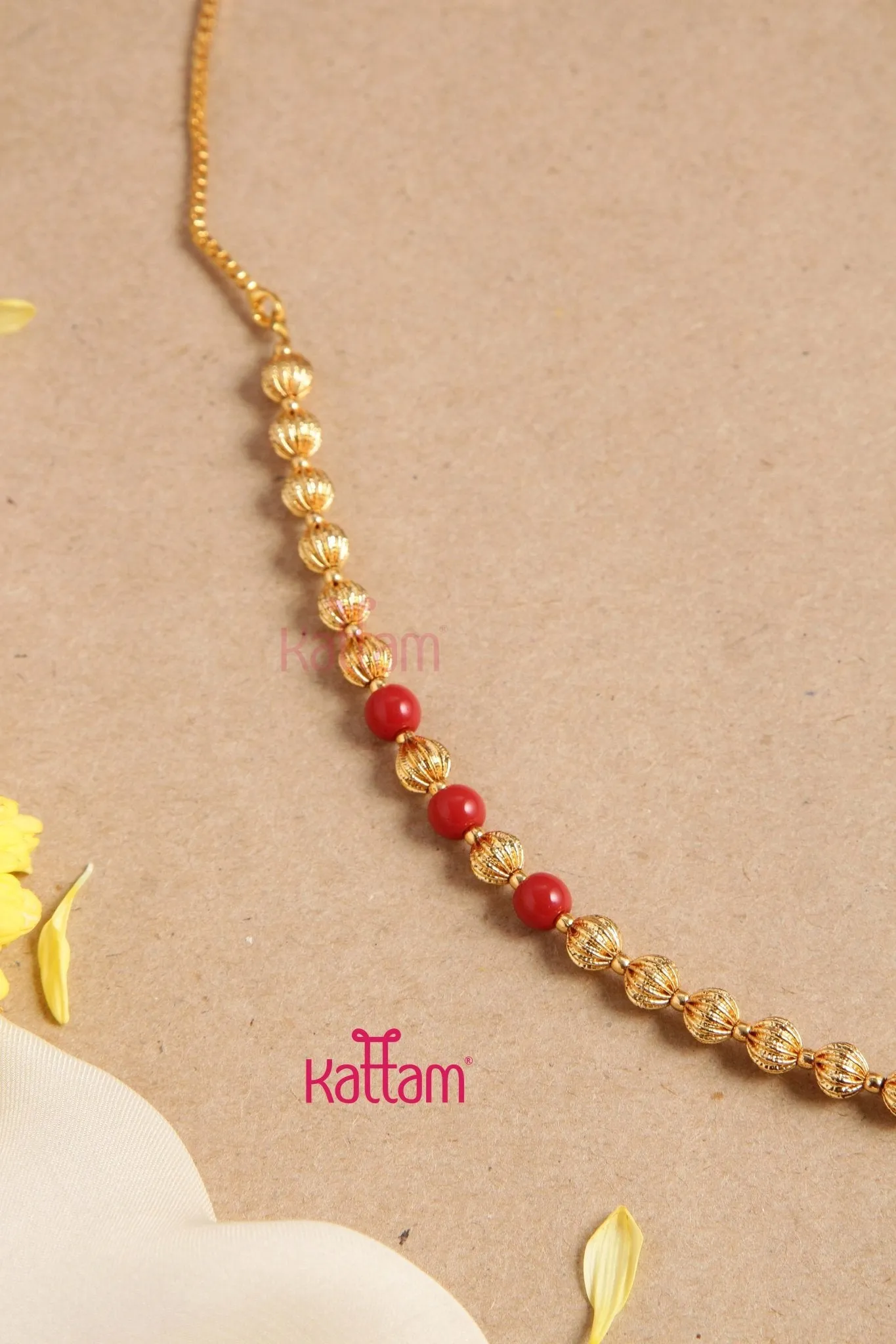 Goldtone Kerala Style Coral Chain (No earring)