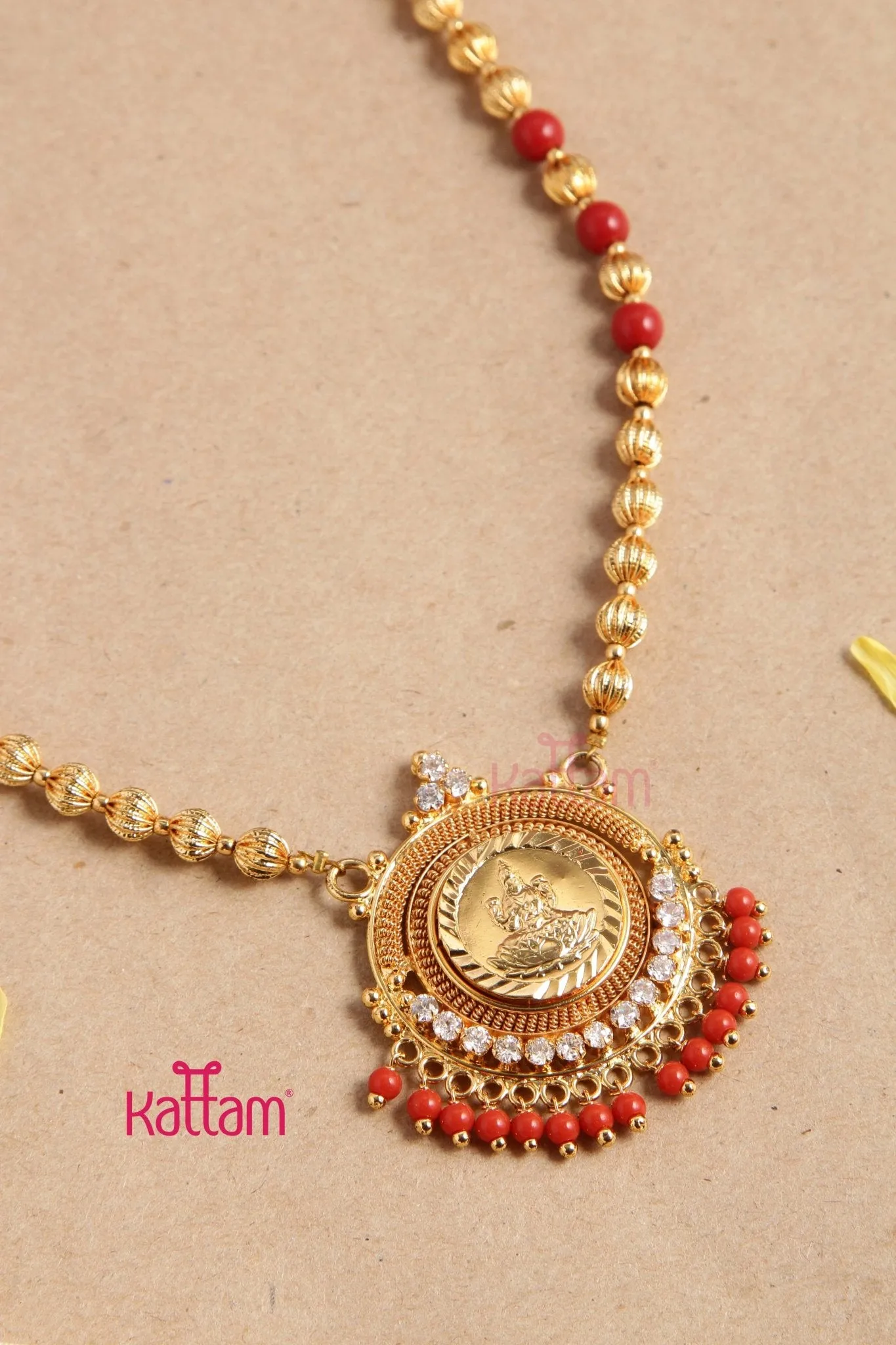 Goldtone Kerala Style Coral Chain (No earring)