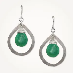 Green Turquoise Earrings | Organic Sterling Silver Teardrop