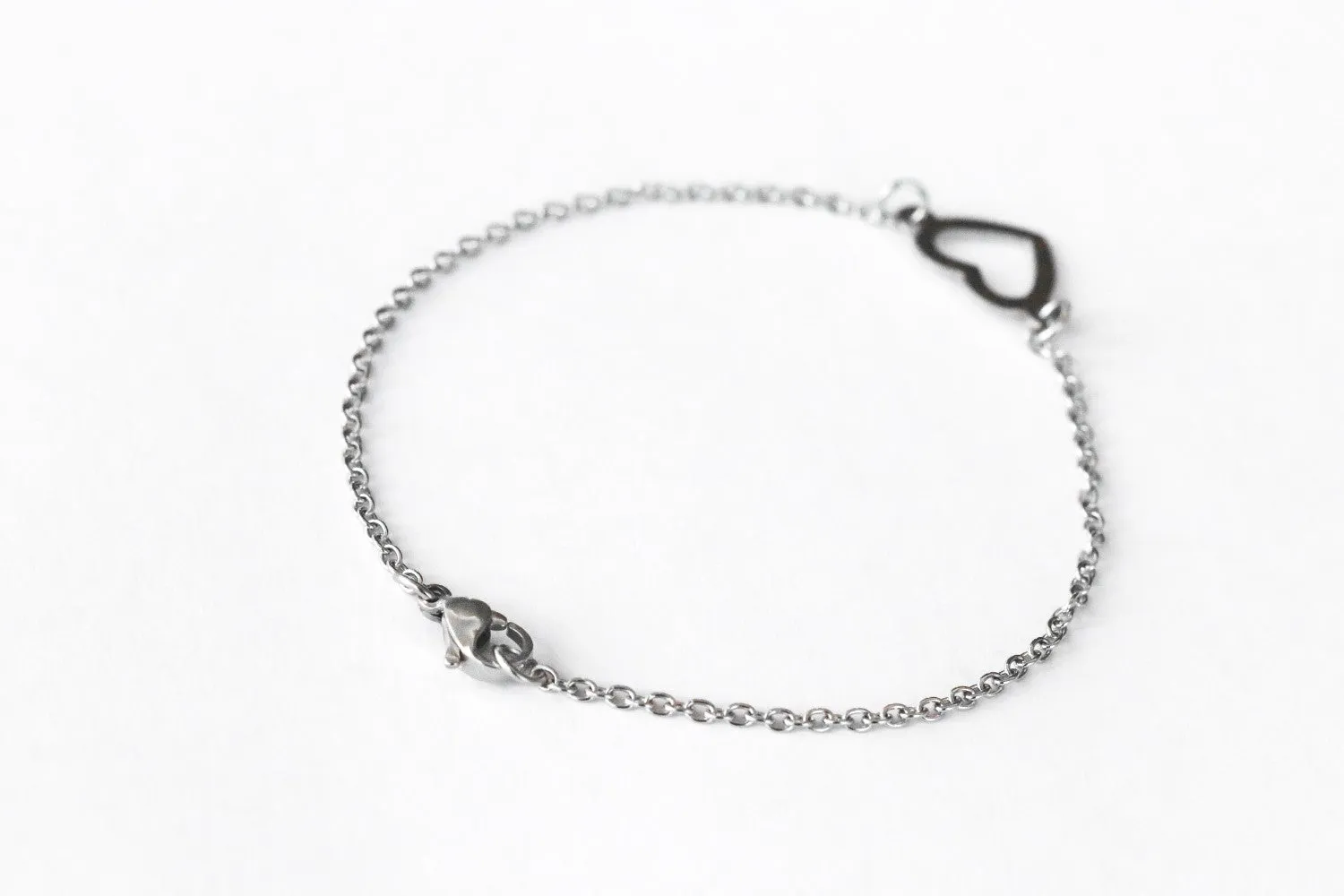 Heart anklet, waterproof silver chain ankle bracelet, custom length, festival jewelry