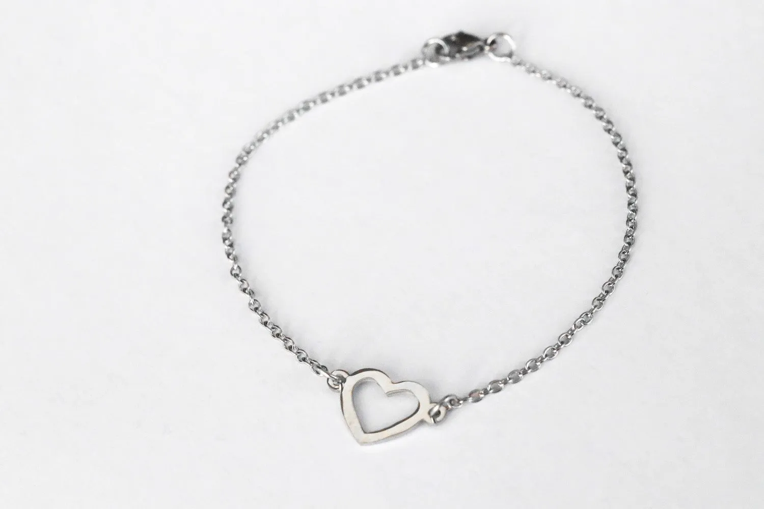Heart anklet, waterproof silver chain ankle bracelet, custom length, festival jewelry