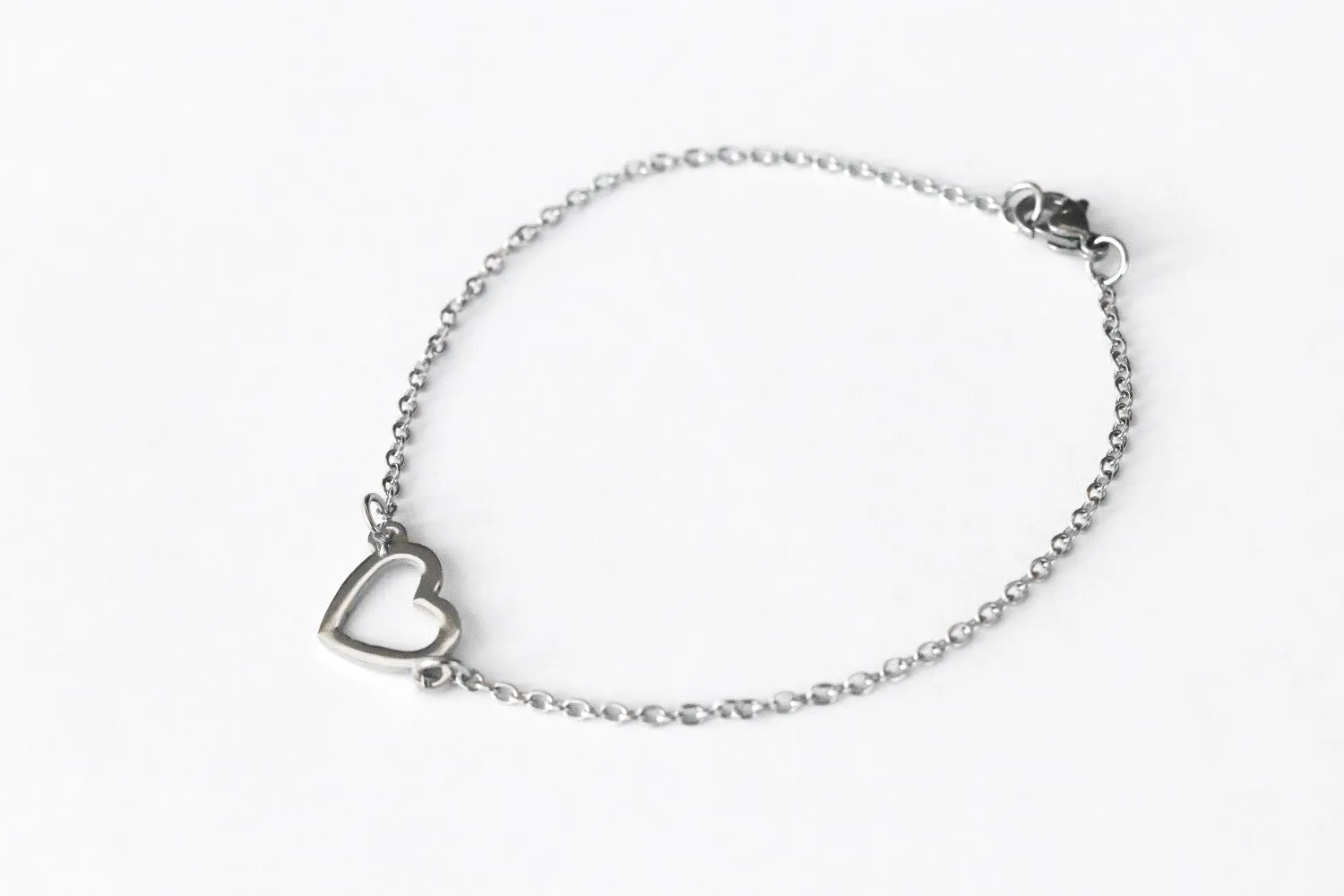 Heart anklet, waterproof silver chain ankle bracelet, custom length, festival jewelry