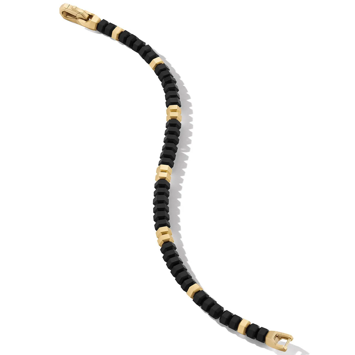 Hex Bead Bracelet with Black Onyx and 18K Yellow Gold