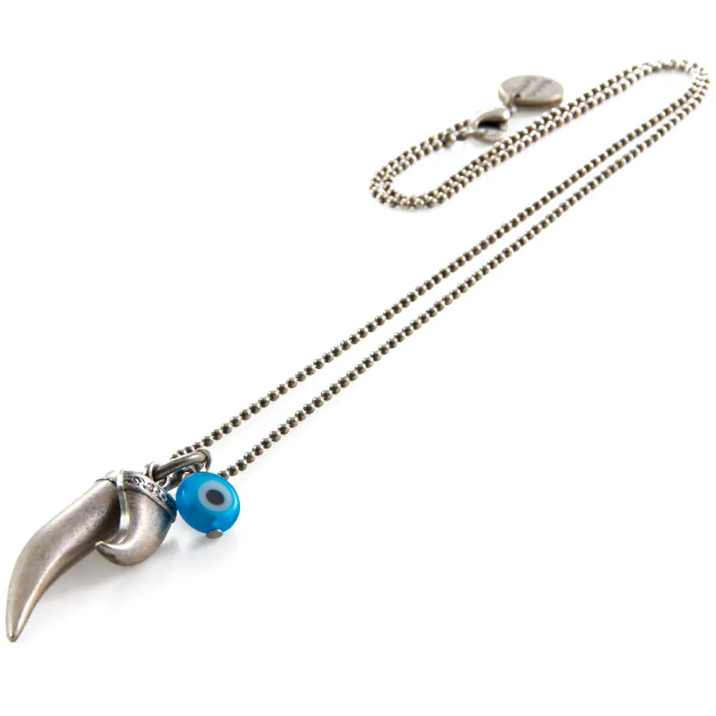 Horn Tooth Evil Eye Ball Chain Necklace