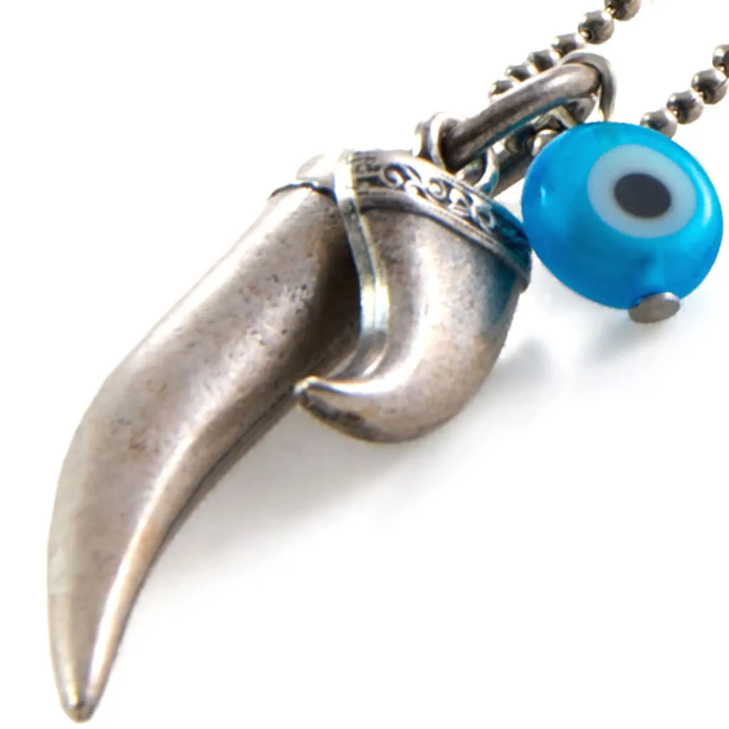 Horn Tooth Evil Eye Ball Chain Necklace