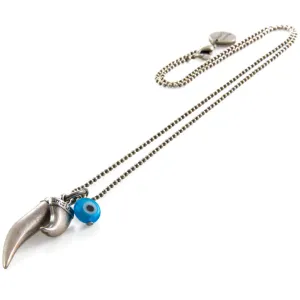 Horn Tooth Evil Eye Ball Chain Necklace