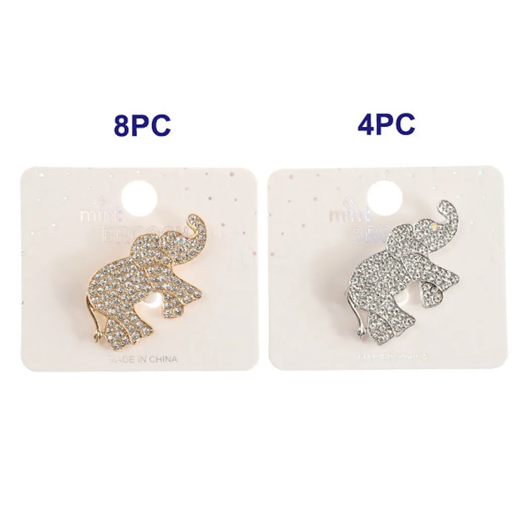 JAH44732-Rhinestone Elephant Brooch