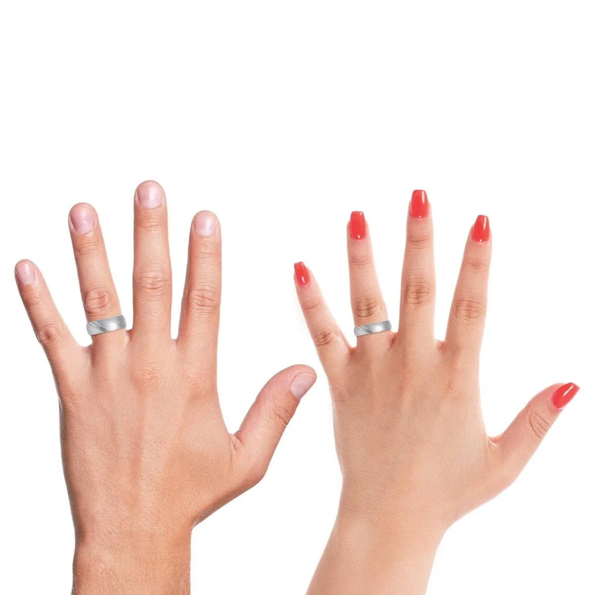 JUNO | Gold Ring, Silver Damascus Steel, Domed