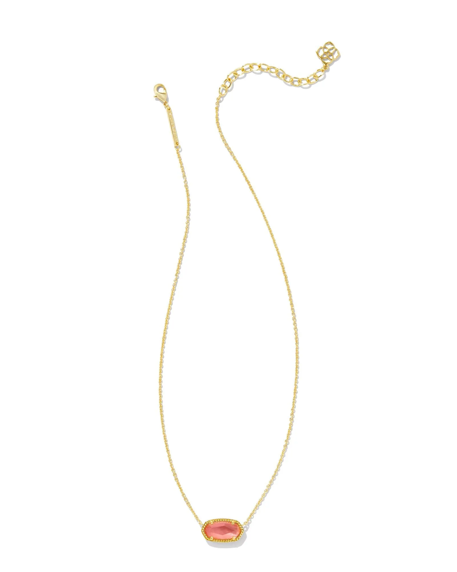 Kendra Scott Elisa Gold Pendant Necklace in Coral Pink Mother of Pearl