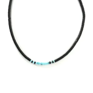 Kevin Ray Garcia Black Jet and Blue Turquoise Heishi Necklace