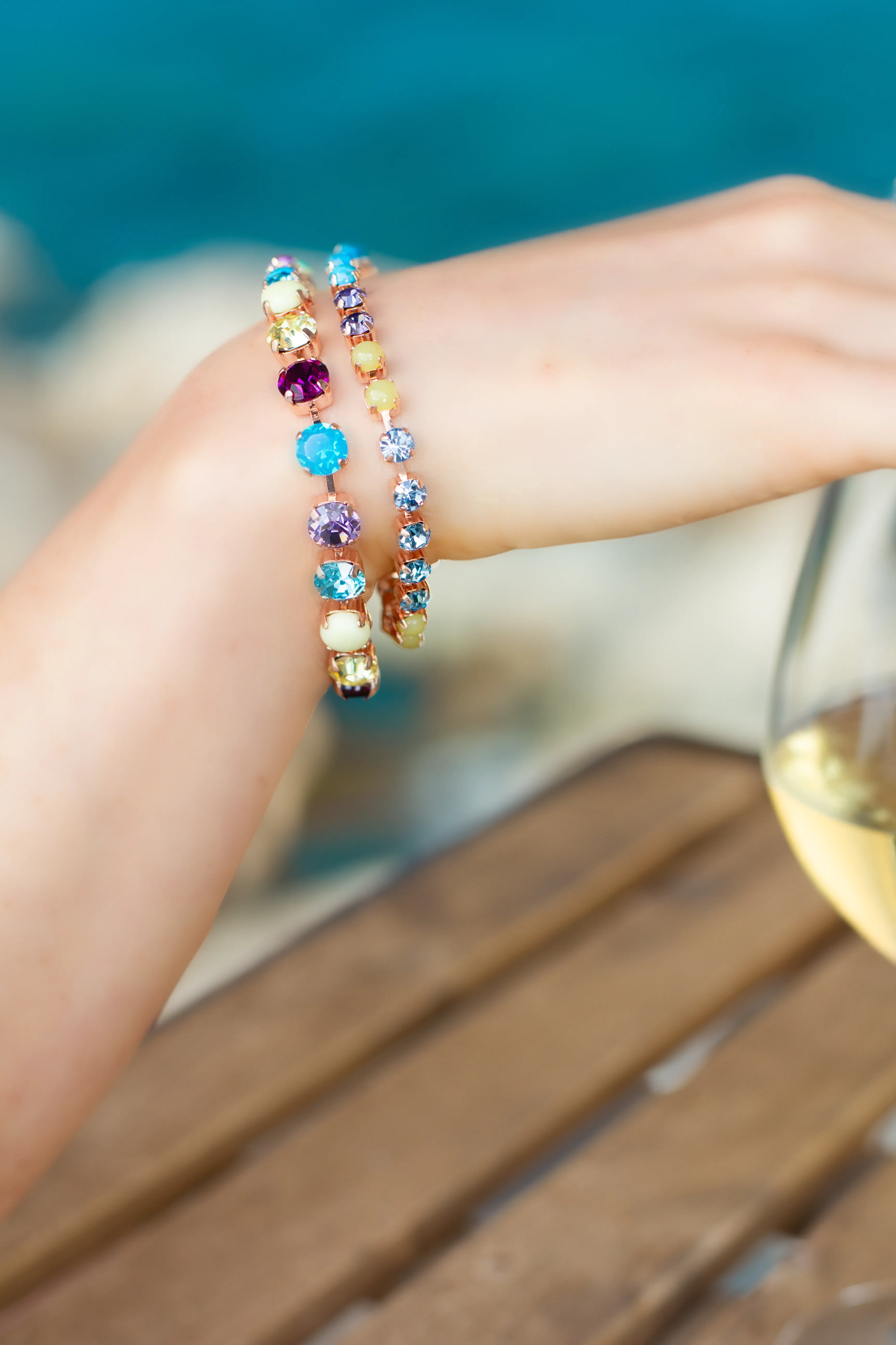 Large 5 Stone Everyday Necklace in "Vineyard Veranda" - Rose Gold