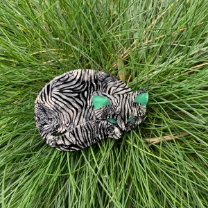 Lea Stein Curled Gomina in silver black tiger stripes