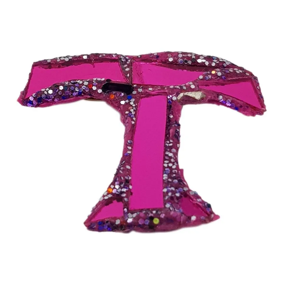 LETTER T -  PURPLE BROOCH